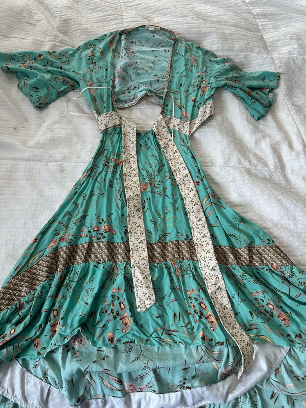 Wicked AF Maisie Women's Asymmetrical Floral Maxi Dress - Teal